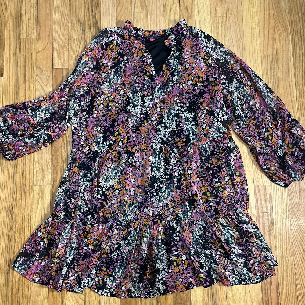Vince Camuto Multicolor Floral Long Sleeve Dress